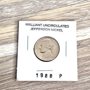 Brilliant Uncirculated U.S. Coin 1988-P Jefferson Nickel
